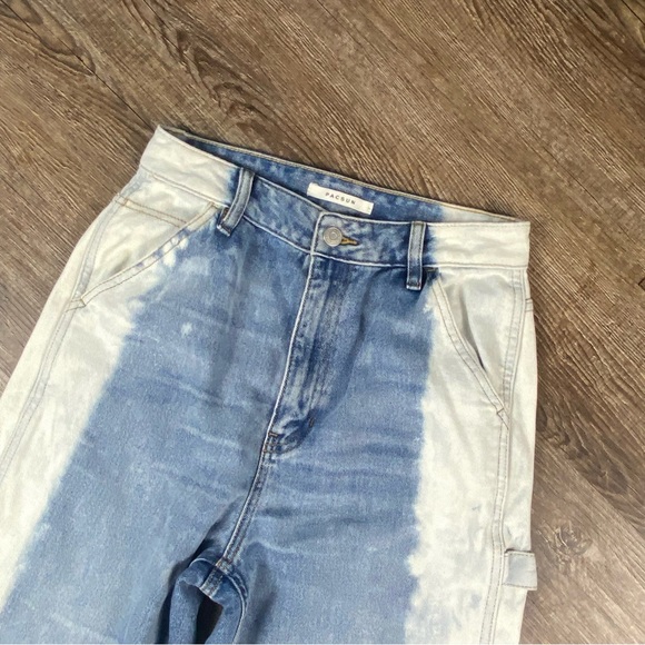 Pacsun Jeans Cargo 90' BF CARPENTER Women 27 Bleach Look Sides Baggy Straight - Picture 4 of 9